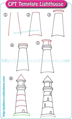 how to draw a lighthouse step by step instructions for kids and beginners in adobe