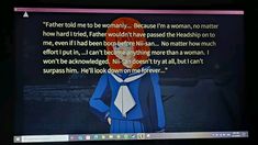 a computer screen with an animated image of a woman in a blue dress on it