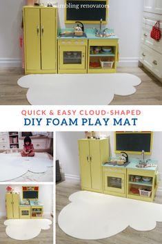 the diy foam play mat is perfect for kids to use in their playroom