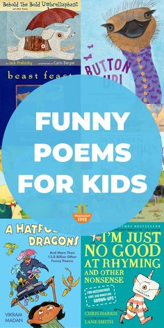 four children's books with the title funny poem for kids