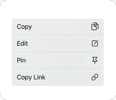 an iphone screen with the text copy and copy button highlighted in black on white background