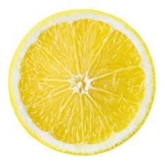 the top half of a lemon slice on a white background with clippings for text