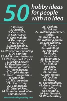 Good Hobby Ideas, Bullet Journal Tips For Beginners, Hobby Ideas List, 100 Hobby Ideas, Hobby List For Men, 101 Hobbies, Astrology Self-improvement Ideas, Hobbies To Do, 100 Hobbies