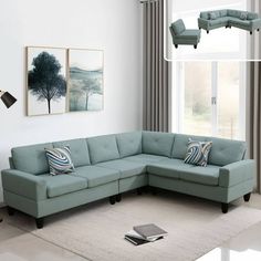a living room scene with focus on the sectional sofa