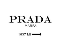 the prada marfa logo is shown in black and white