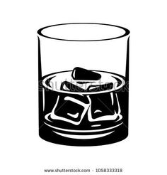 an ice cube in a glass with water on the side, black and white drawing