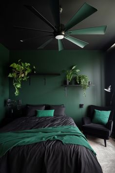 30 Trendy Black and Dark Green Bedroom Ideas for Modern Living
