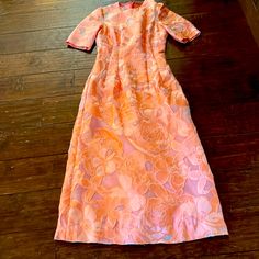 Reposhing This Item I Purchased From @Ayathedarwish. Loved It, But I Feel It Runs Too Small For Me. Best Fit Size 4 Us. Ptp, Flat Without Pulling Taut: 16" Waist At Smallest Point: 13.5" Length From Top Of Shoulder To Bottom Hem: 50" Questions? Leave A Comment Below! Embroidered Fitted Dress, Pink Summer Dresses For Occasions, Festive Feminine Wedding Dress, Festive Formal Feminine Dresses, Pink Dresses For Occasion Wear, Formal Silk Embroidered Dresses, Formal Feminine Dresses With Floral Embroidery, Short Sleeve Silk Dresses For Festive Occasions, Festive Pink Formal Dress