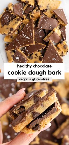 healthy chocolate cookie dough bark with vegan and gluten free