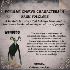 an information sign describing the origin and characteristics of animals in native - american folklores