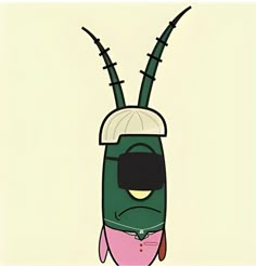 a green and pink cartoon character with spikes on it's head