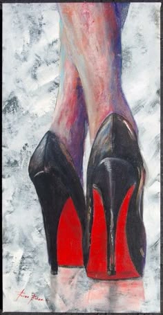 a painting of a woman's legs with high heels