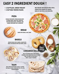 the ingredients for an easy pizza dough recipe