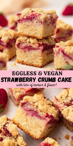 eggless and vegan strawberry crumb cake with lots of raspberry flavor