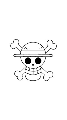 a black and white drawing of a skull wearing a hat