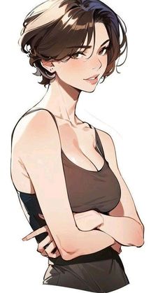 Character With Short Hair, Short Hair Animation, Tied Hair Drawing Reference, Short Hair Woman Drawing, Short Female Hair Drawing Reference, Tomboy Cuts For Women, Short Hair Reference Drawing Female, Tomboy Drawing Reference, Short Hair Drawing Female