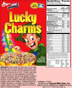 Lucky Charms Cereal Nutrition Facts, Lucky Charms Cereal Nutrition, Lucky Charms Cereal Template, Cereal Box Nutrition, Editable Cereal Box Template, Cereal Box Comparison, Cereal Nutrition Labels, Cereal Box Ingredients Template, Generic Cereal Box Printable