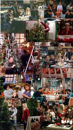collage of photos with people and christmas decorations