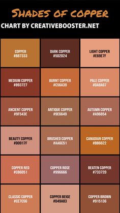 shades of copper chart by creativeteap net for adobe and photoshopped to be colored