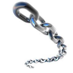 a metal chain is shown on a white background