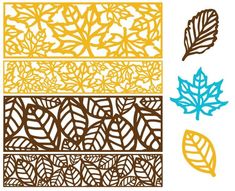 four different types of paper with leaves on them