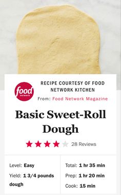 the recipe for basic sweet - roll dough is shown