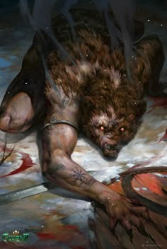 a painting of a man with blood on his body