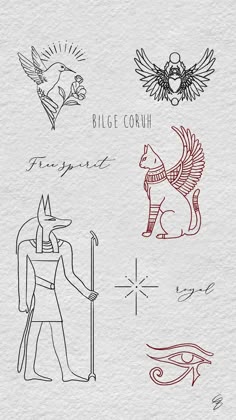 the egyptian symbols are drawn on paper