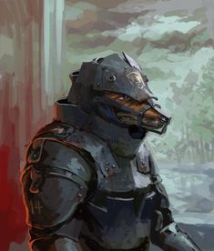 a painting of a man in armor and helmet