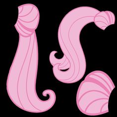 two pink hair styles on a black background