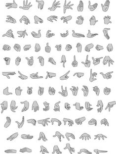 hand gestures drawn in black and white
