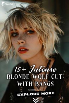 blonde wolf cut with bangs