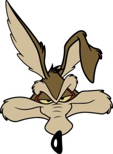 an image of a cartoon character with big ears and large wings on his head, hanging upside down