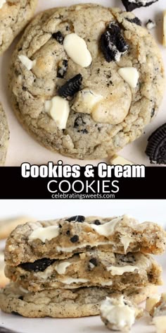 light brown cookie with white chocolate chips and pieces of dark cookie bits