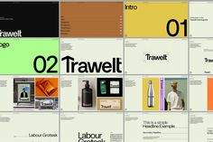 a series of brochures designed to look like travel related items, with the names and numbers on them