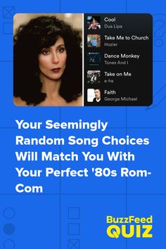 an ad with the text your seemingly random song choices will match you with your perfect'80s rom - com