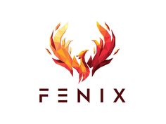 the word fenix is made up of red and orange fire shapes on a white background