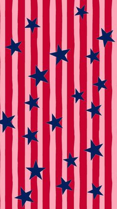 red, white and blue stars are on the side of a striped wallpaper pattern