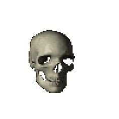 an image of a pixeled skull on a white background