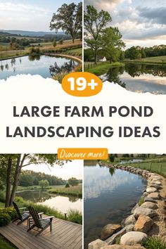 large farm pond landscaping ideas with text overlay