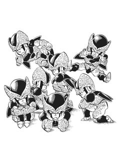 some very cute cartoon characters in black and white