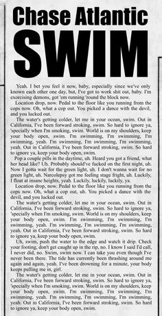 an advertisement for the chase atlantic swim program, which was written in black and white