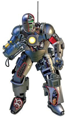 a robot that is standing up in the air