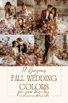 a collage of fall wedding colors for your big day