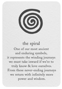 a card with the words, the spiral on it