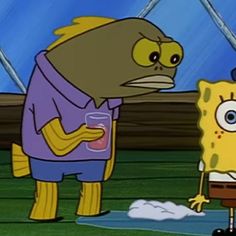 spongebob and his friend are talking to each other