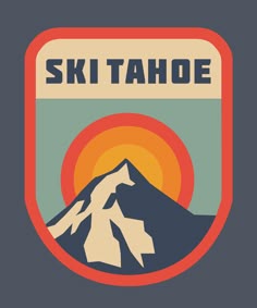 the logo for ski tahoe is shown on a dark background with an orange and yellow sun