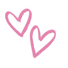 two pink hearts drawn in chalk on a white background