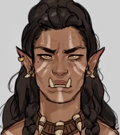 a drawing of a man with long hair and horns