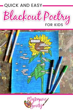 an easy and fun art project for kids to do with the black - out poetry